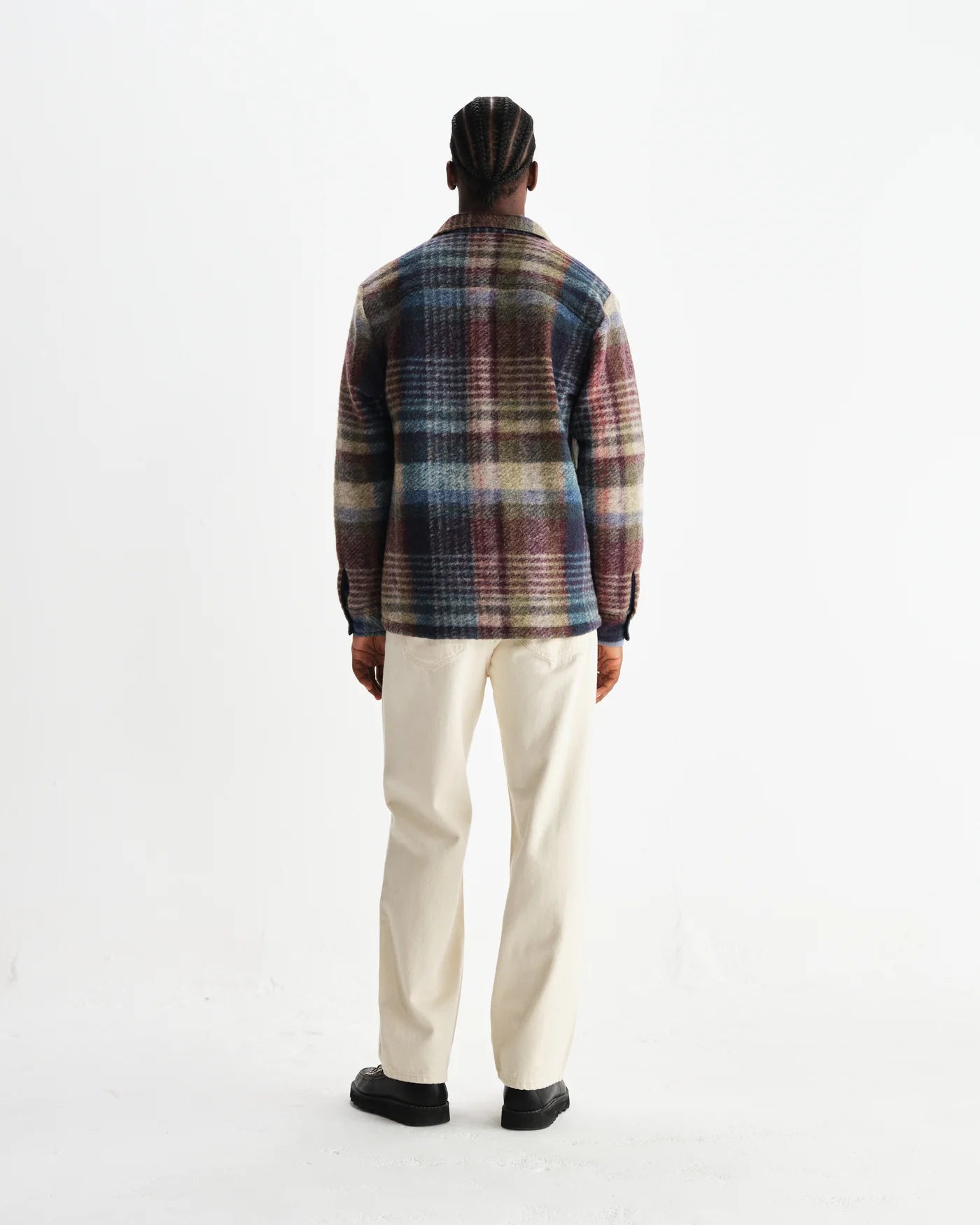Wax London - Whiting Blue And Multicolour Wool Check Overshirt