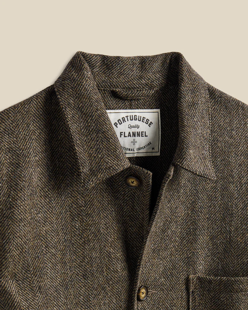 Portuguese Flannel - Labura Herringbone Wool in Brown