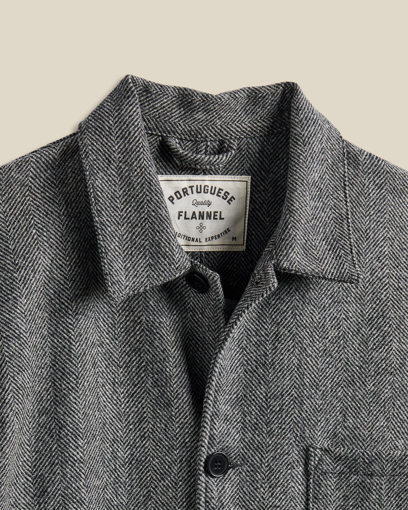 Portuguese Flannel - Labura Herringbone Wool in Grey
