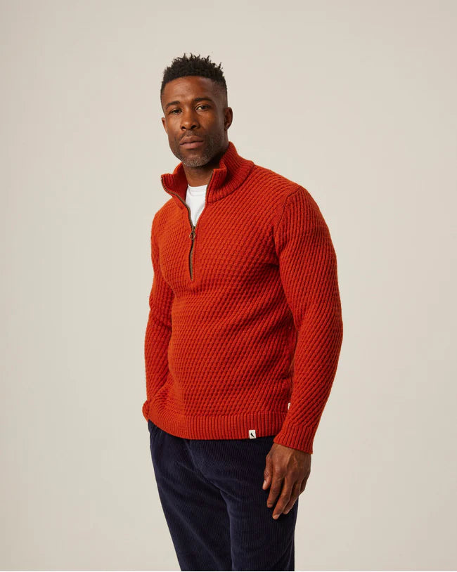 Peregrine - Birchall Quarter Zip Jumper in Orange