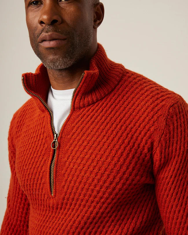 Peregrine - Birchall Quarter Zip Jumper in Orange
