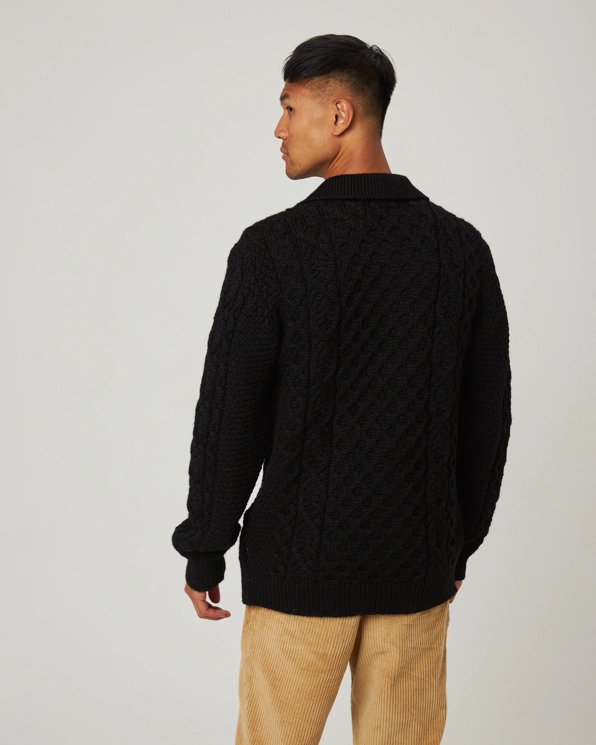 Peregrine - Hudson Aran Cardigan in Black