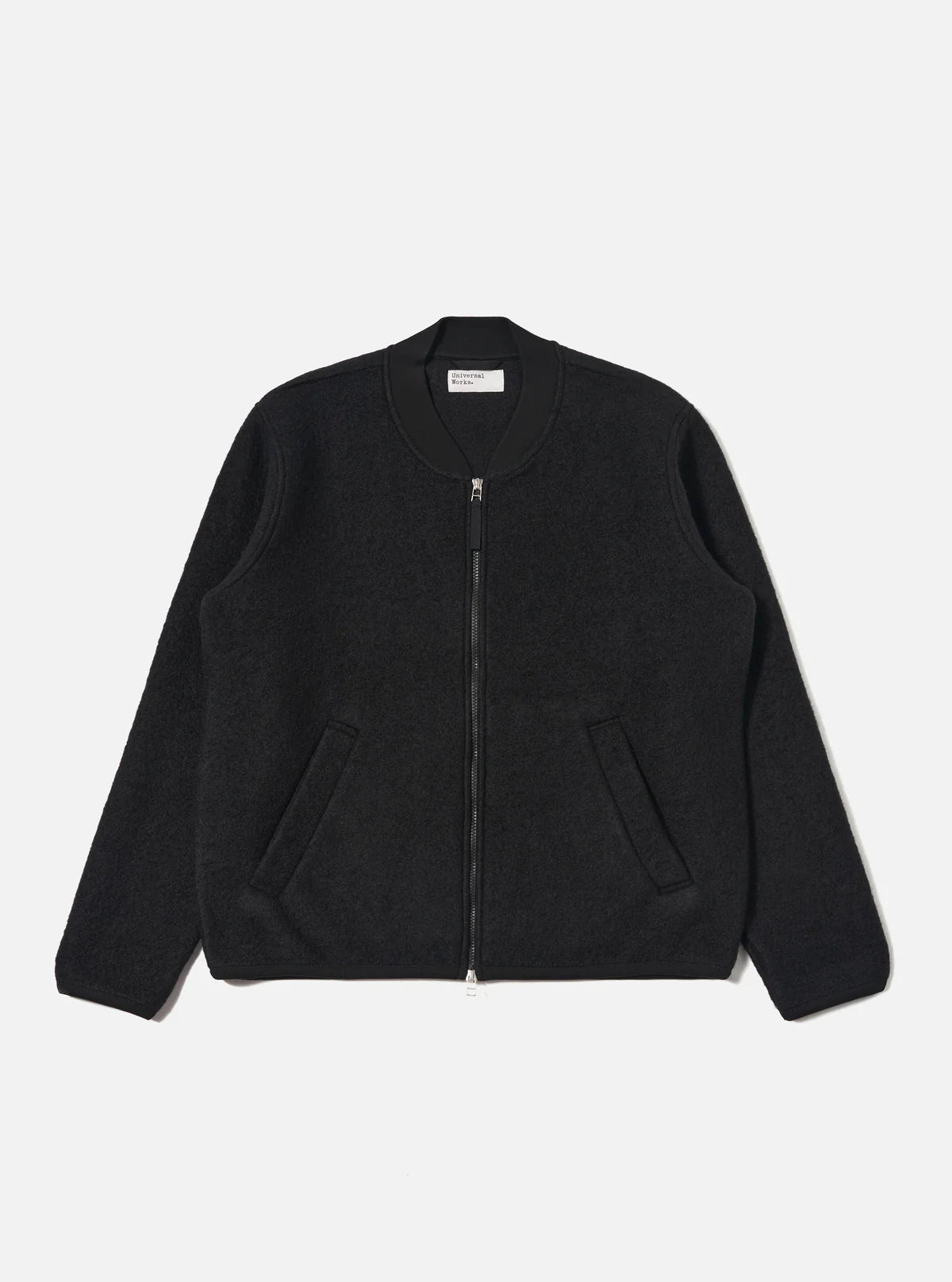 Universal Works - Wool Fleece Zip Bomber in Black