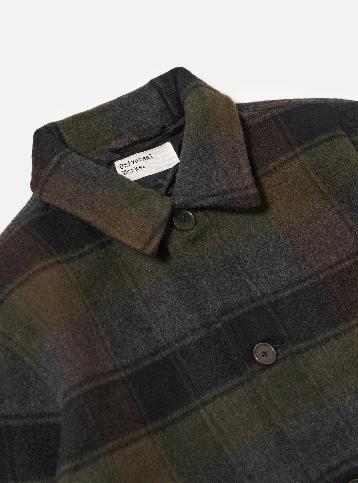 Universal Works - Berlin Wool Check Wayfarer Jacket in Black/Brown