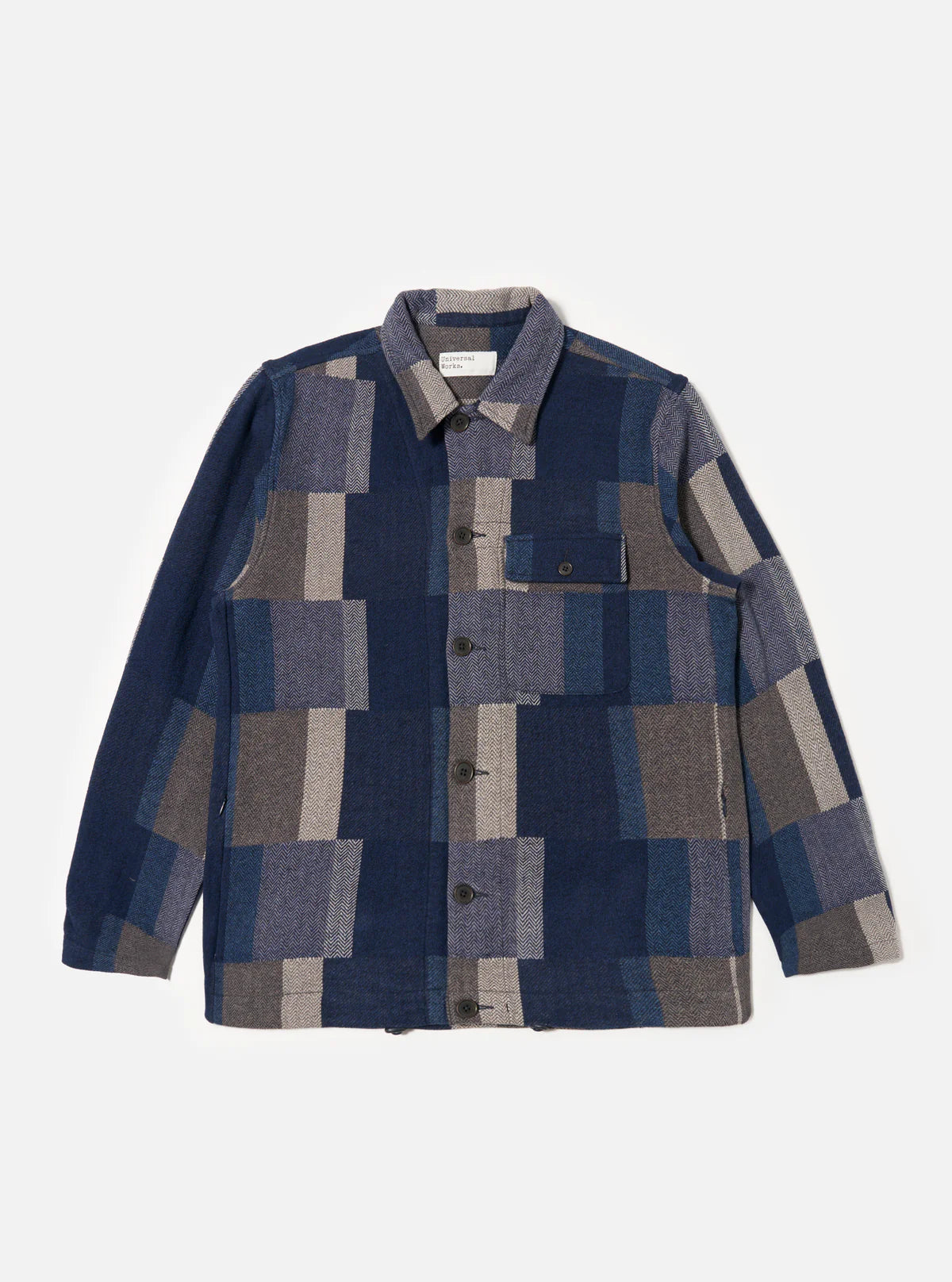 Universal Works - L/S Tech Overshirt Navy Japanese Patchwork