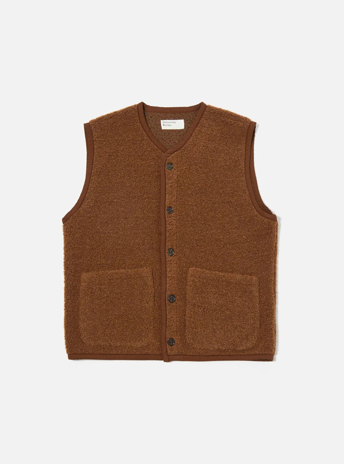Universal Works - Lancaster Gilet in Cumin Alvar Fleece