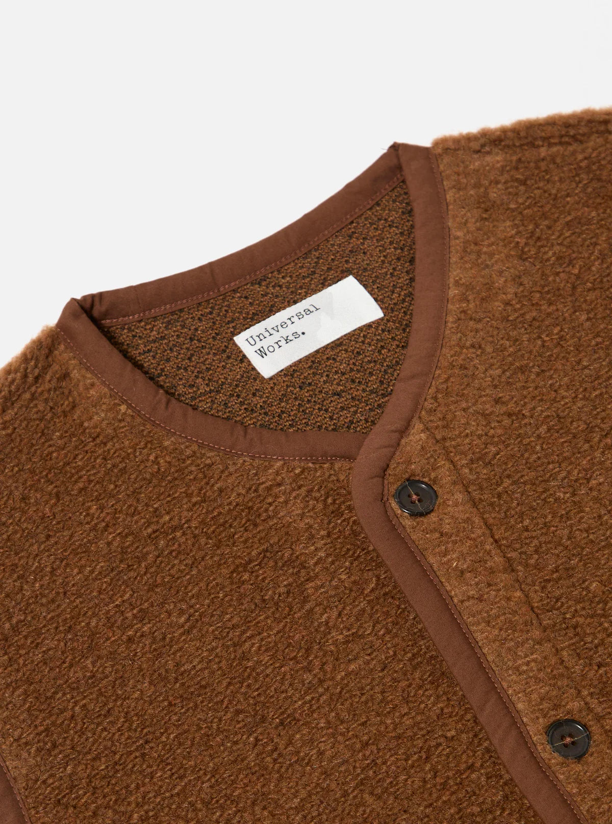 Universal Works - Lancaster Gilet in Cumin Alvar Fleece