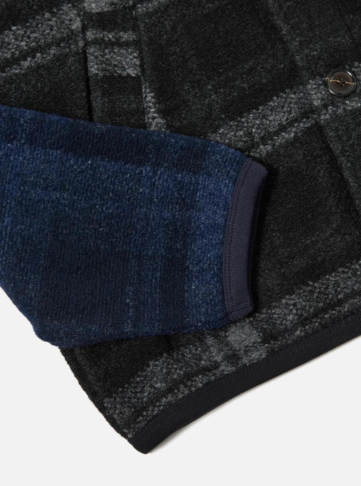 Universal Works - Button Front Bomber in Grey Moh Check Fleece