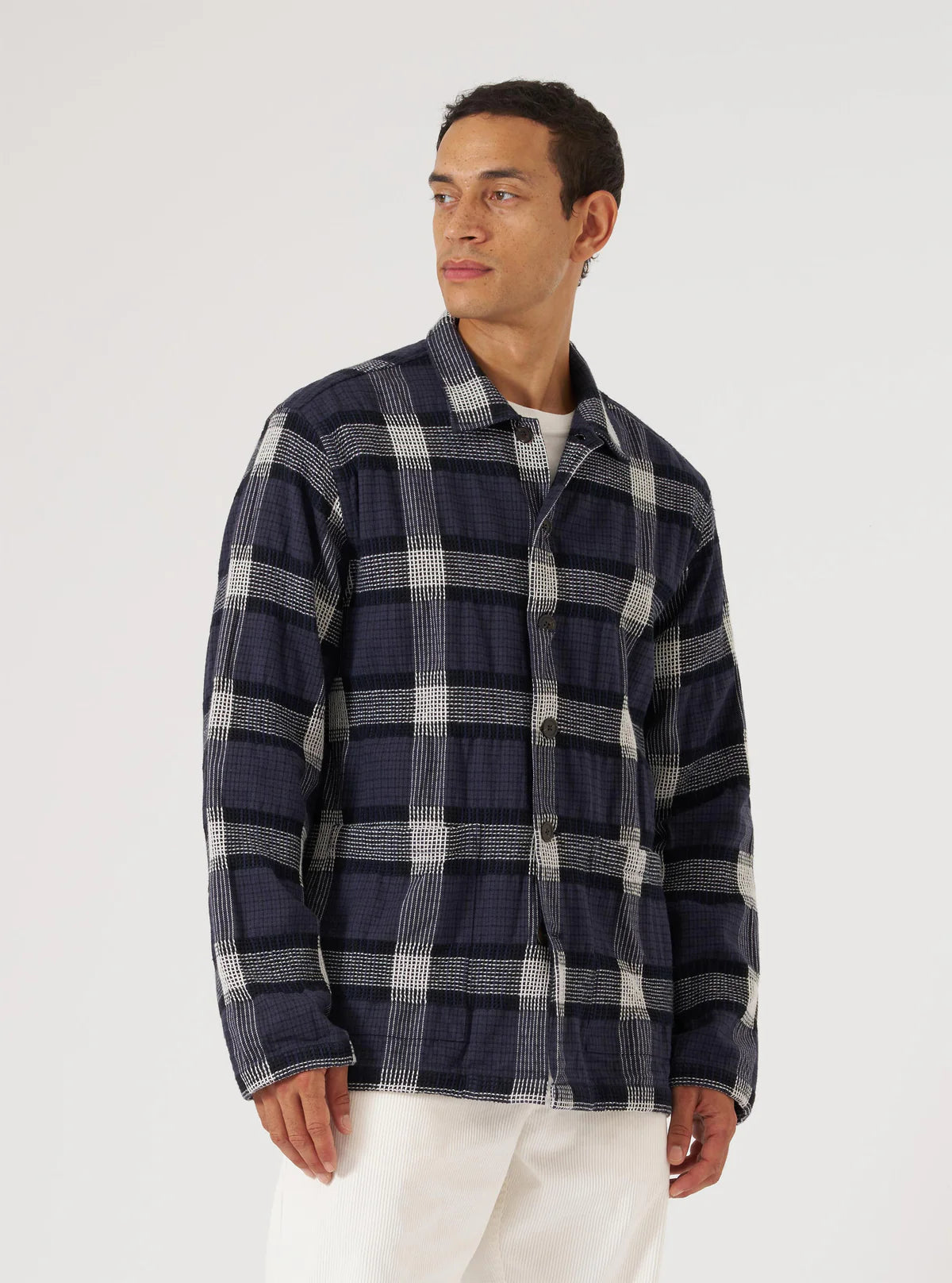 Universal Works - Easy Overshirt in Charcoal Polka Check