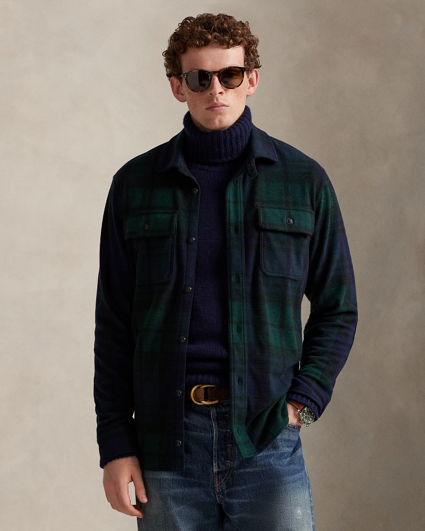 Polo Ralph Lauren - Knit Flannel Overshirt in Blackwatch Plaid