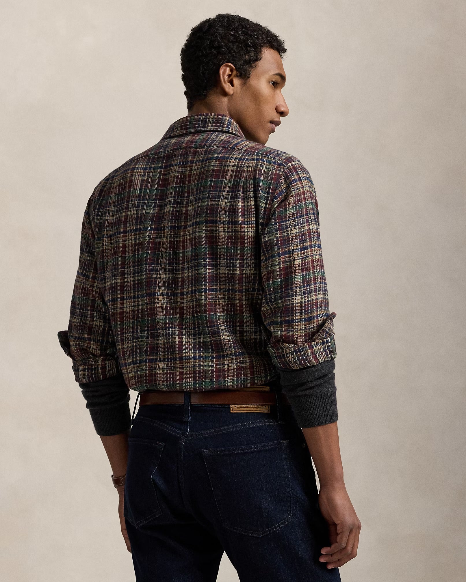 Polo Ralph Lauren - Classic Fit Plaid Brushed Flannel Shirt in Wine/Khaki