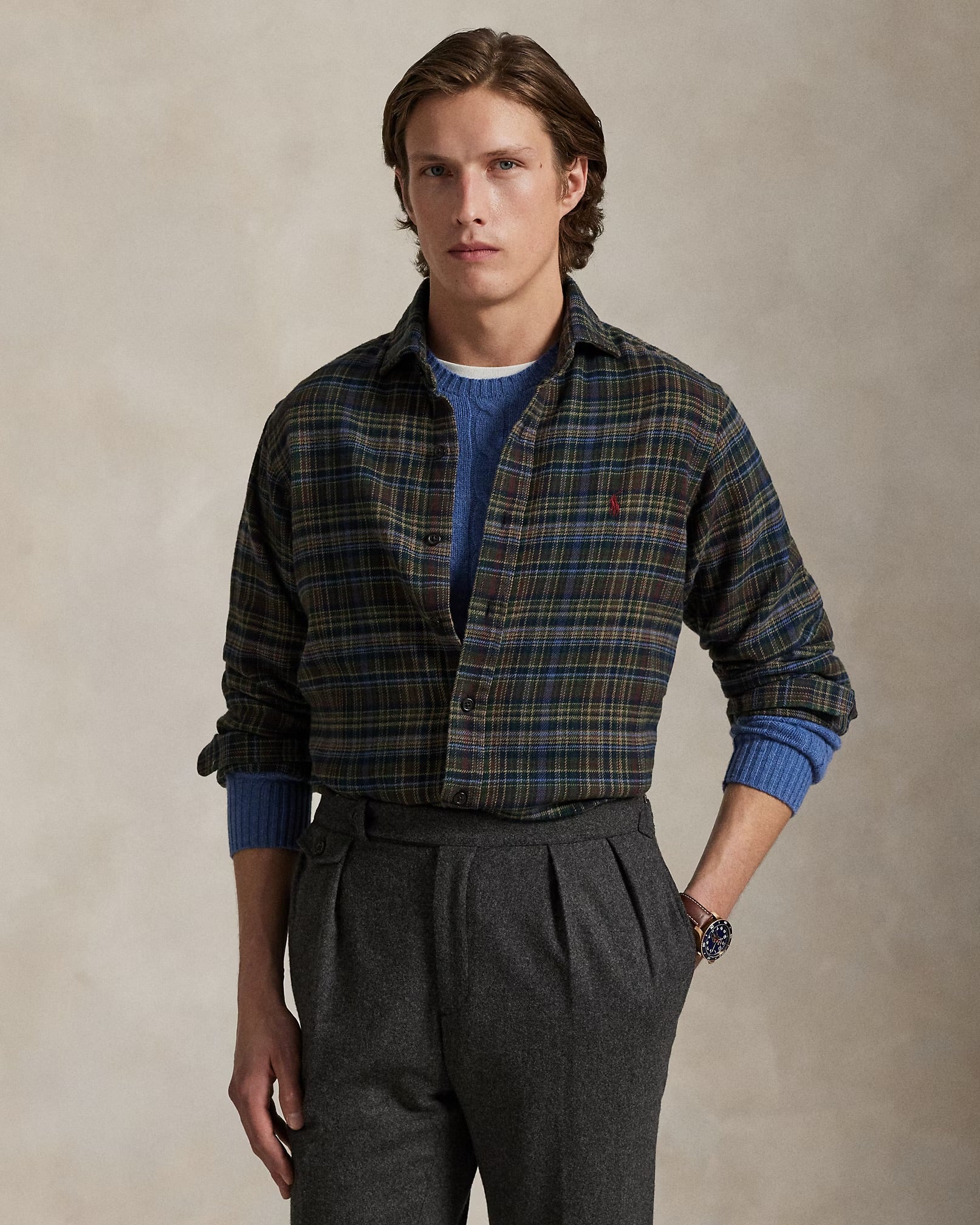 Polo Ralph Lauren - Classic Fit Plaid Brushed Flannel Shirt in Pine/Navy