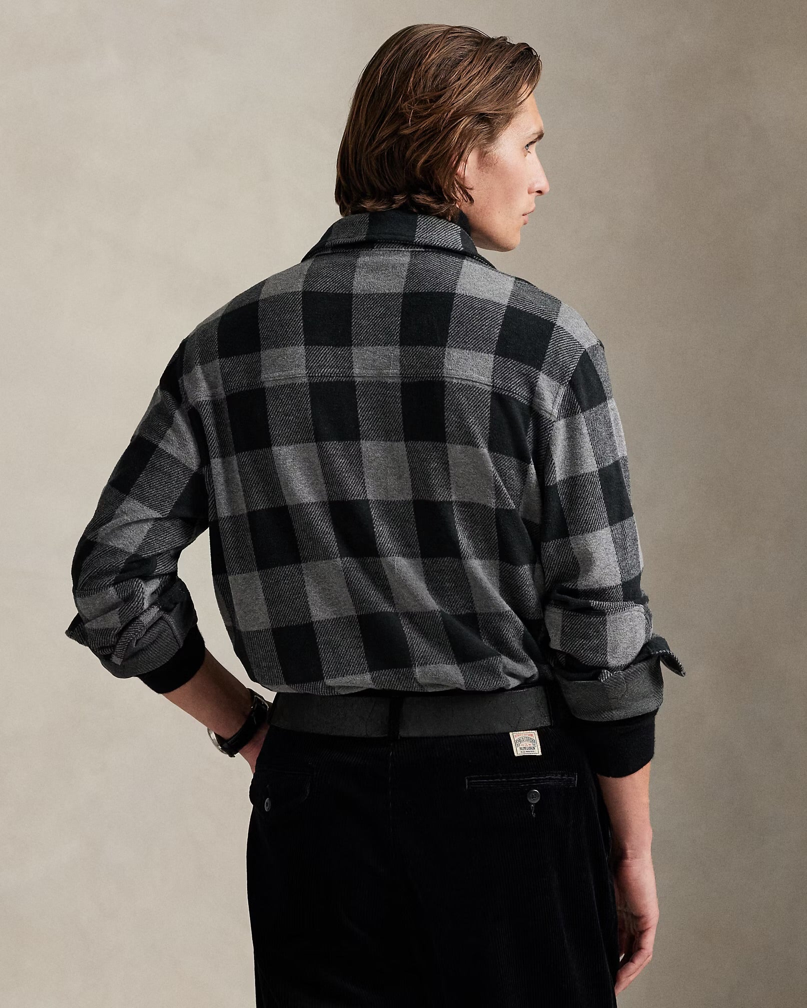 Polo Ralph Lauren - Knit Flannel Overshirt in Black/Grey Plaid