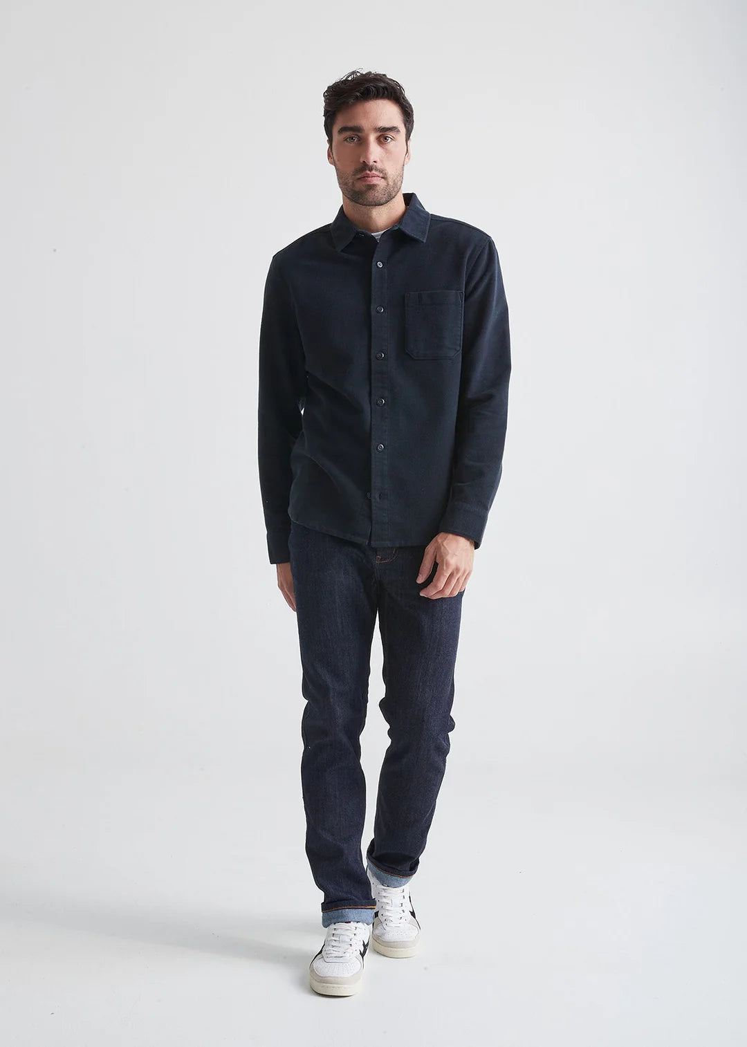 DUER - Relaxed Moleskin Button Up: Navy