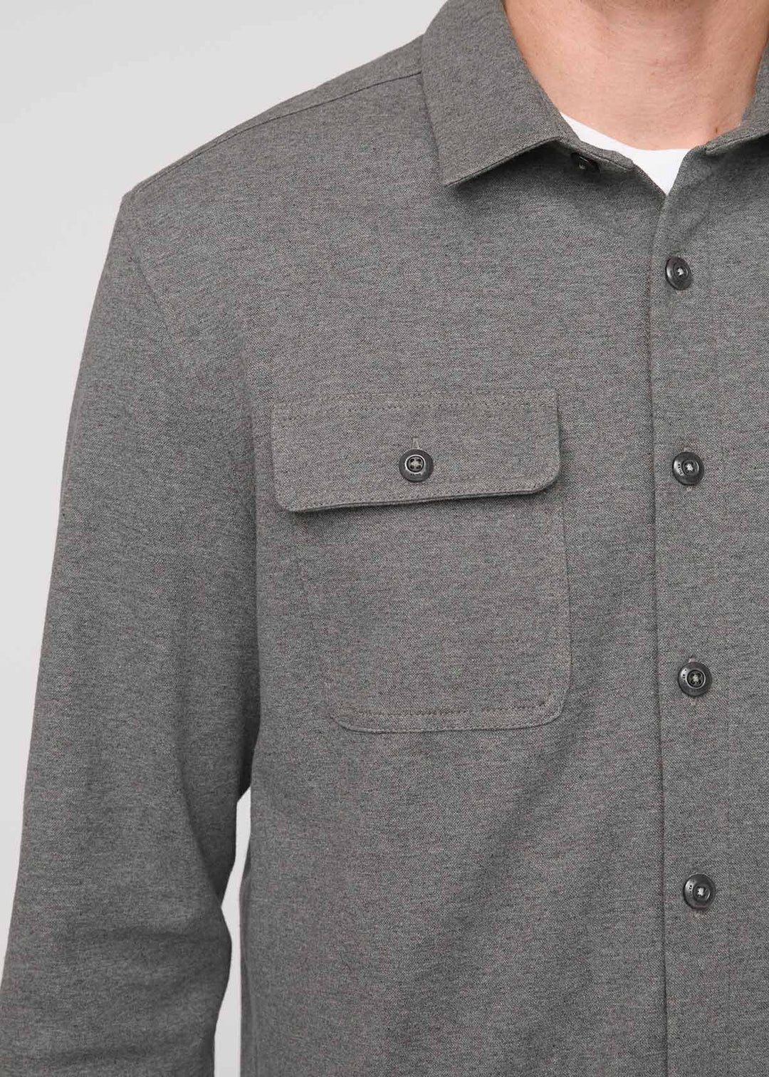 DUER - Performance Flannel Button Down in Heather Grey