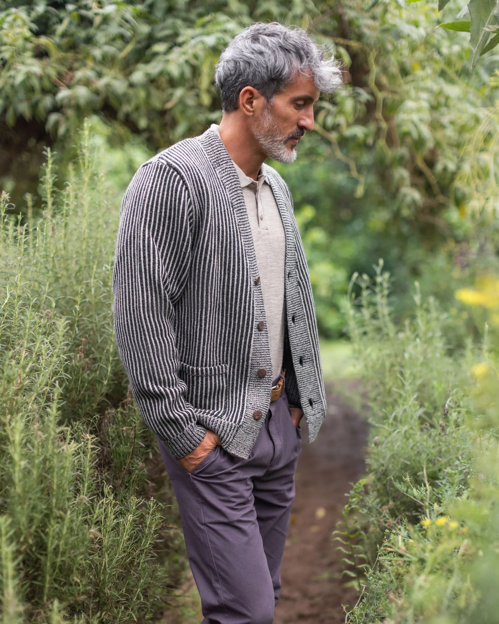 Alex Crane - Vale Cardigan in Lines
