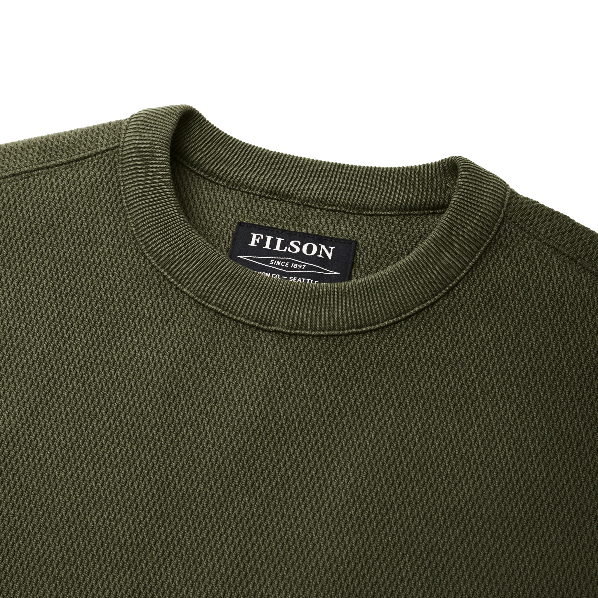 Filson- Waffle Knit Thermal Crewneck in Mossy Rock