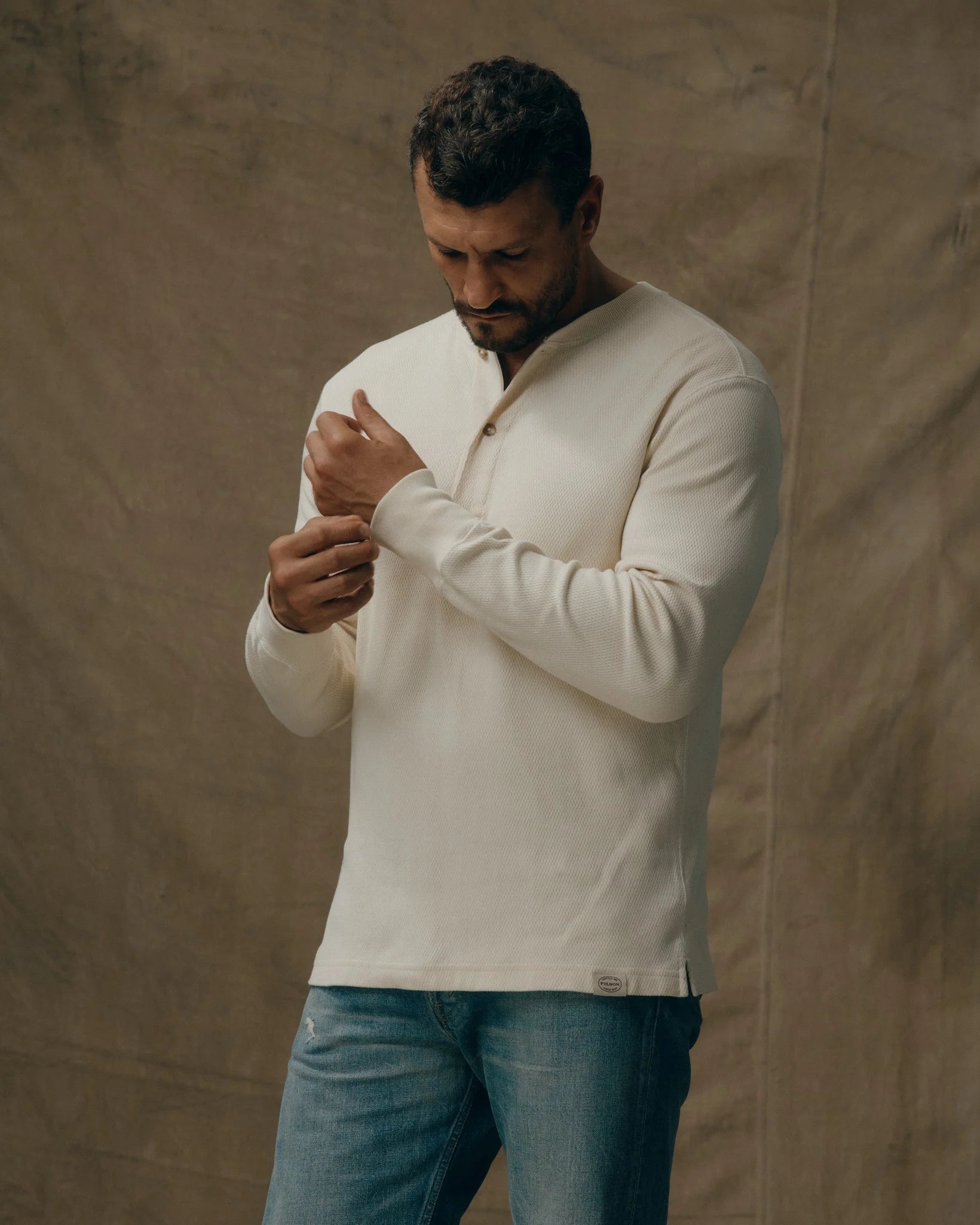 Filson - Waffle Knit Henley in Sand