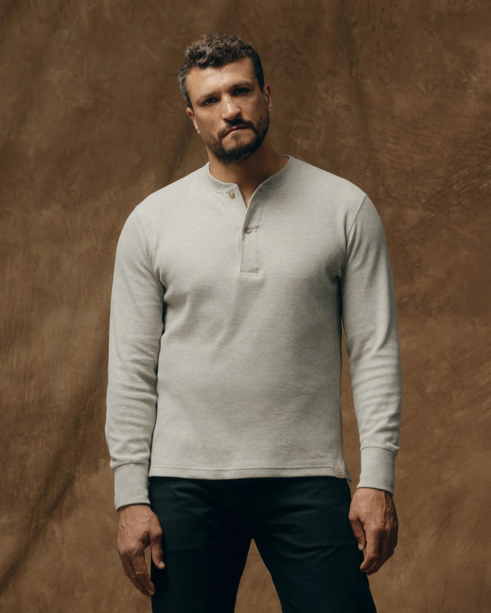 Filson - Waffle Knit Henley in Light Grey