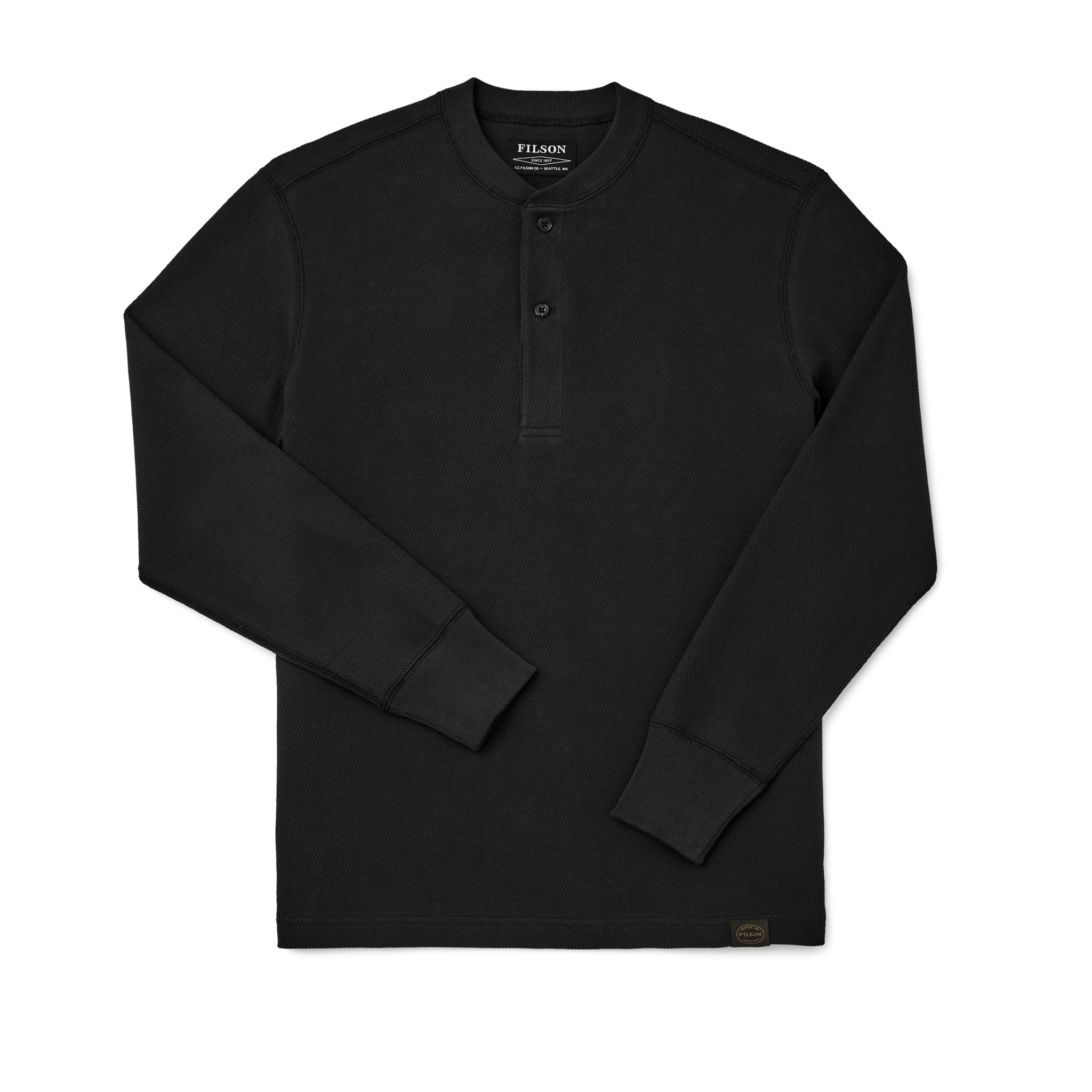 Filson - Waffle Knit Henley in Black