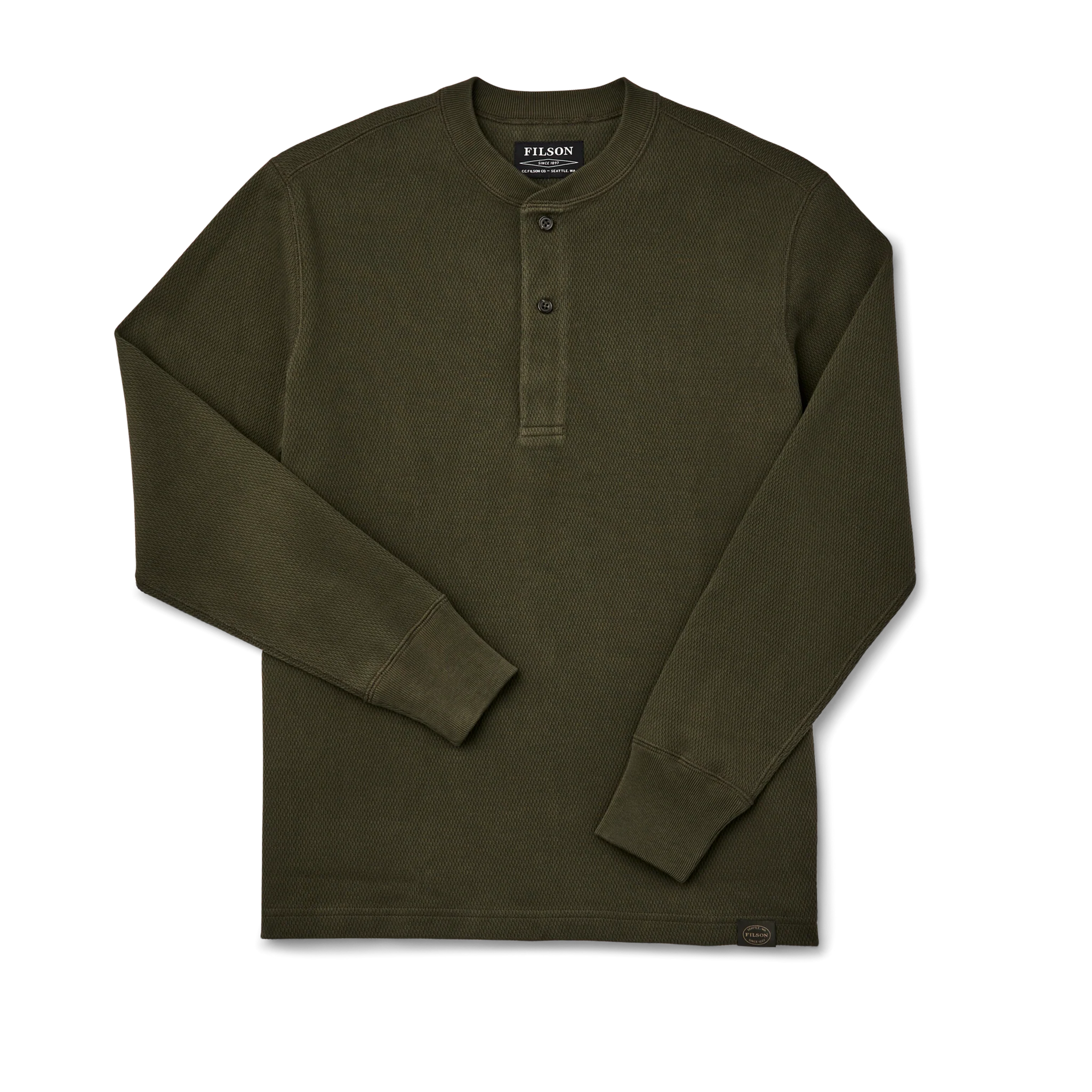 Filson - Waffle Knit Henley in Mossy Rock