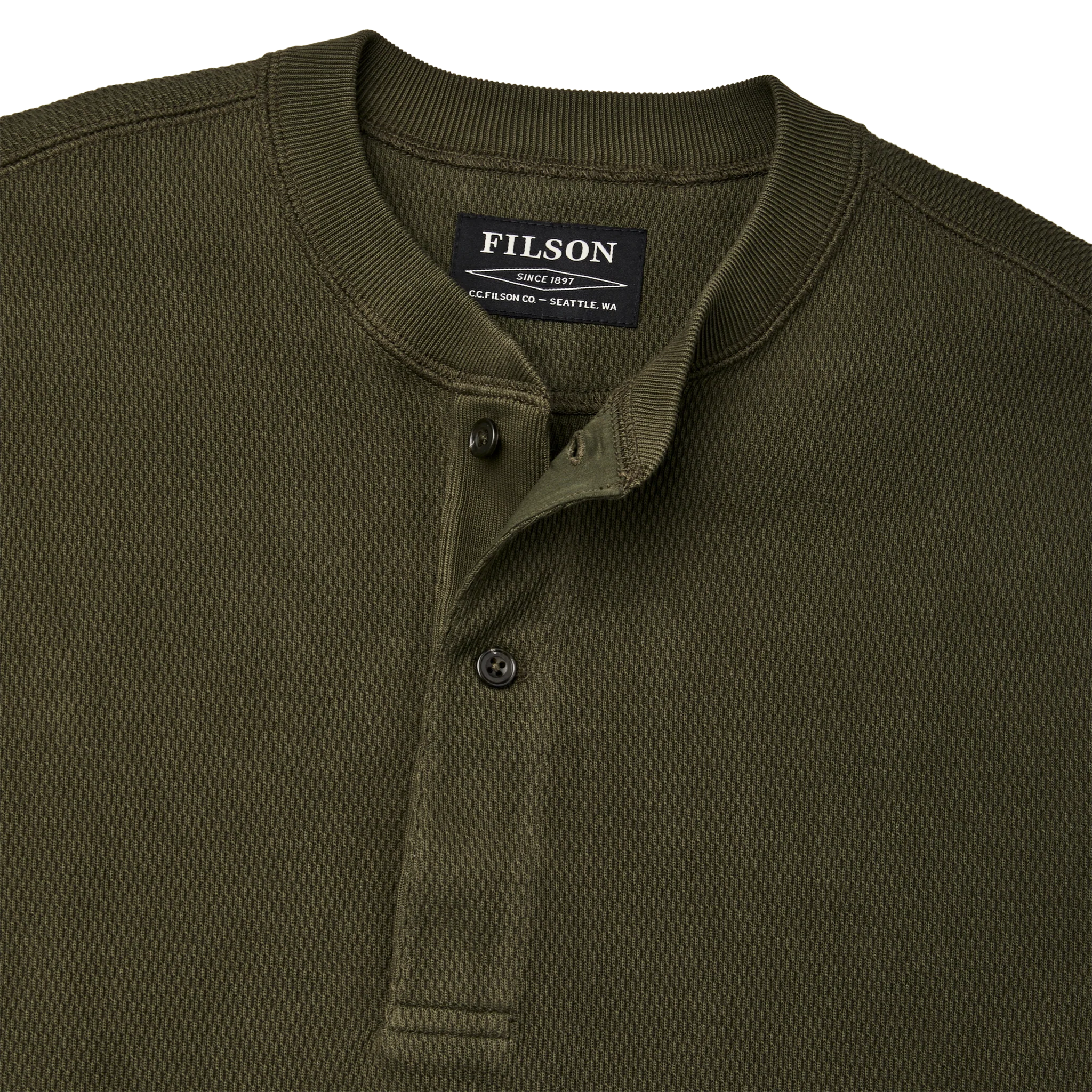 Filson - Waffle Knit Henley in Mossy Rock