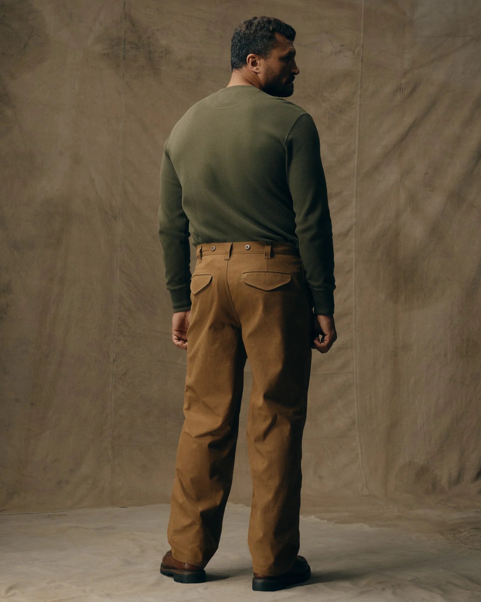 Filson - Waffle Knit Henley in Mossy Rock