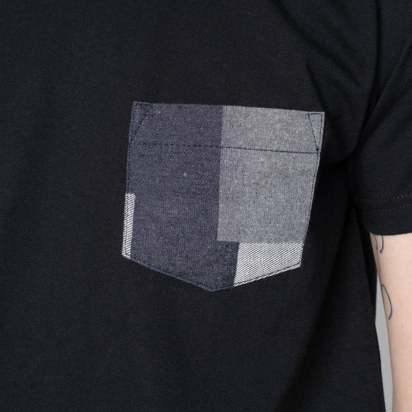 Naked & Famous - Pocket Tee in Black + Indigo Jacquard