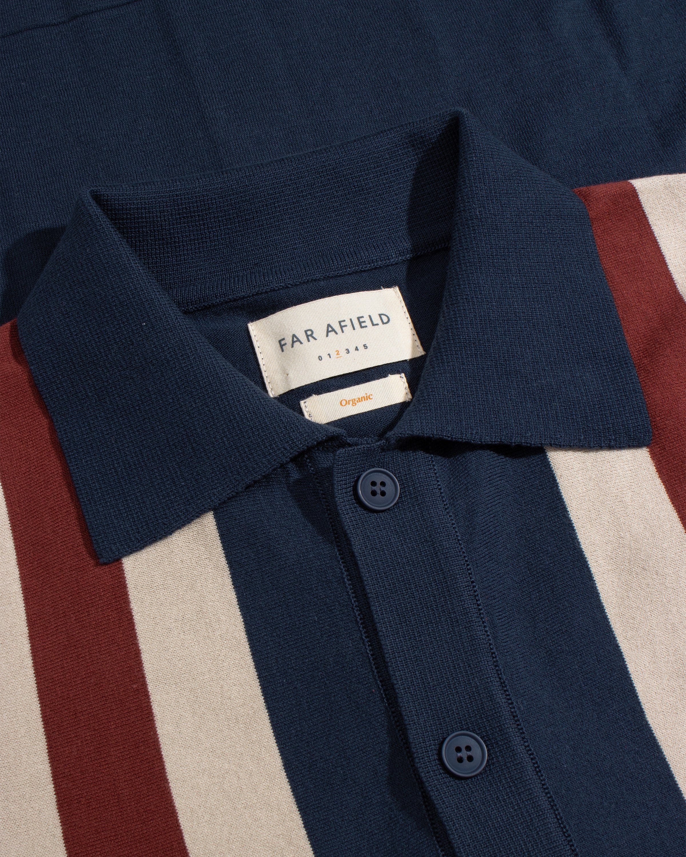 Far Afield - Velzy Knitted Shirt in Navy Simple Stripe