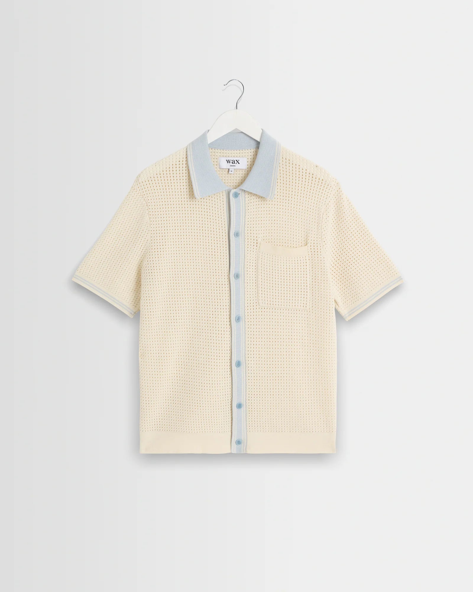 Wax London - Belle Tipped Pointelle Polo Shirt in Ecru