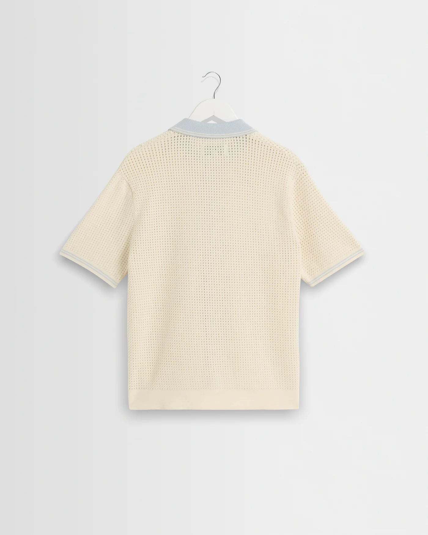 Wax London - Belle Tipped Pointelle Polo Shirt in Ecru