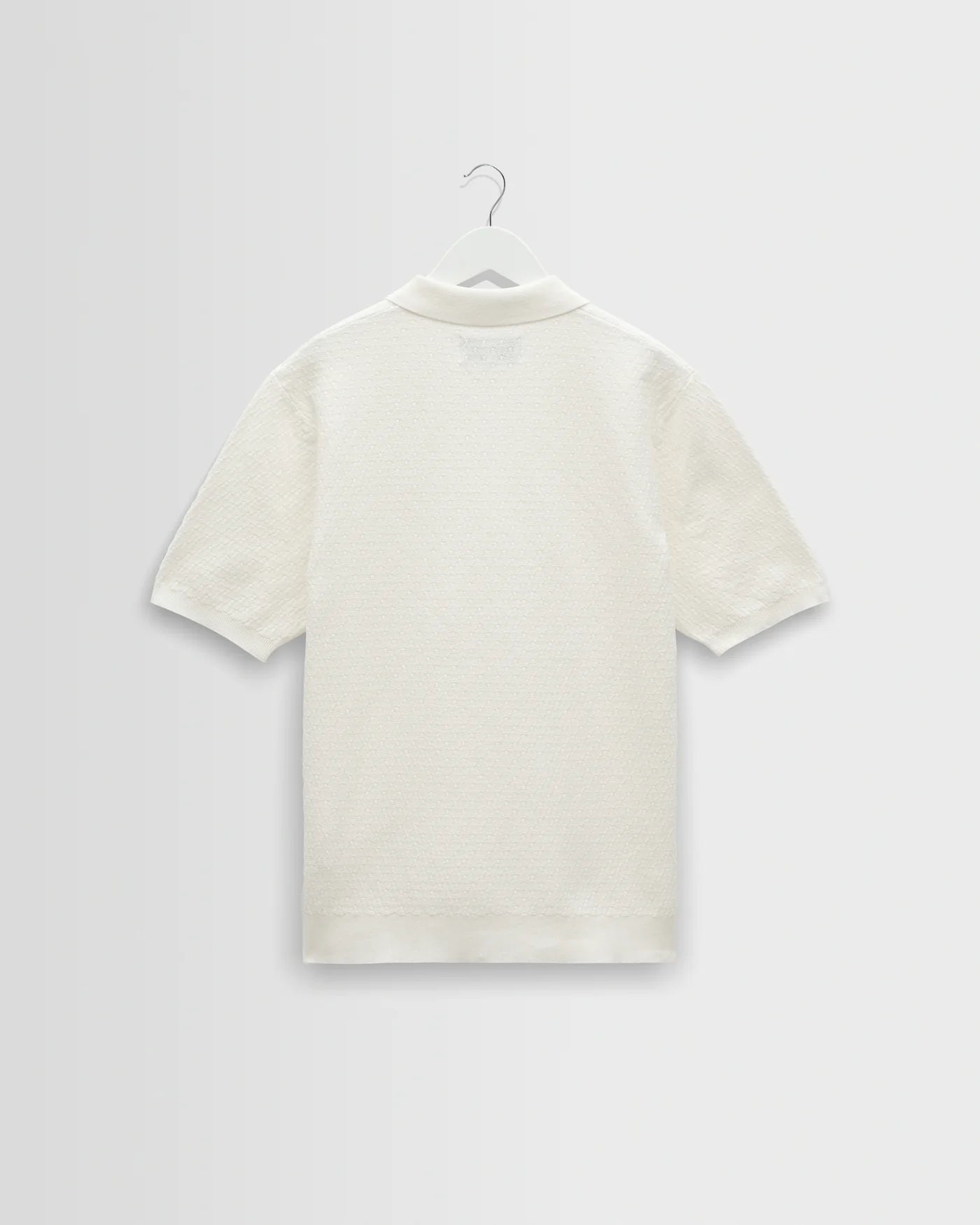 Wax London - Naples Retro Diamond Knitted Polo in Ecru