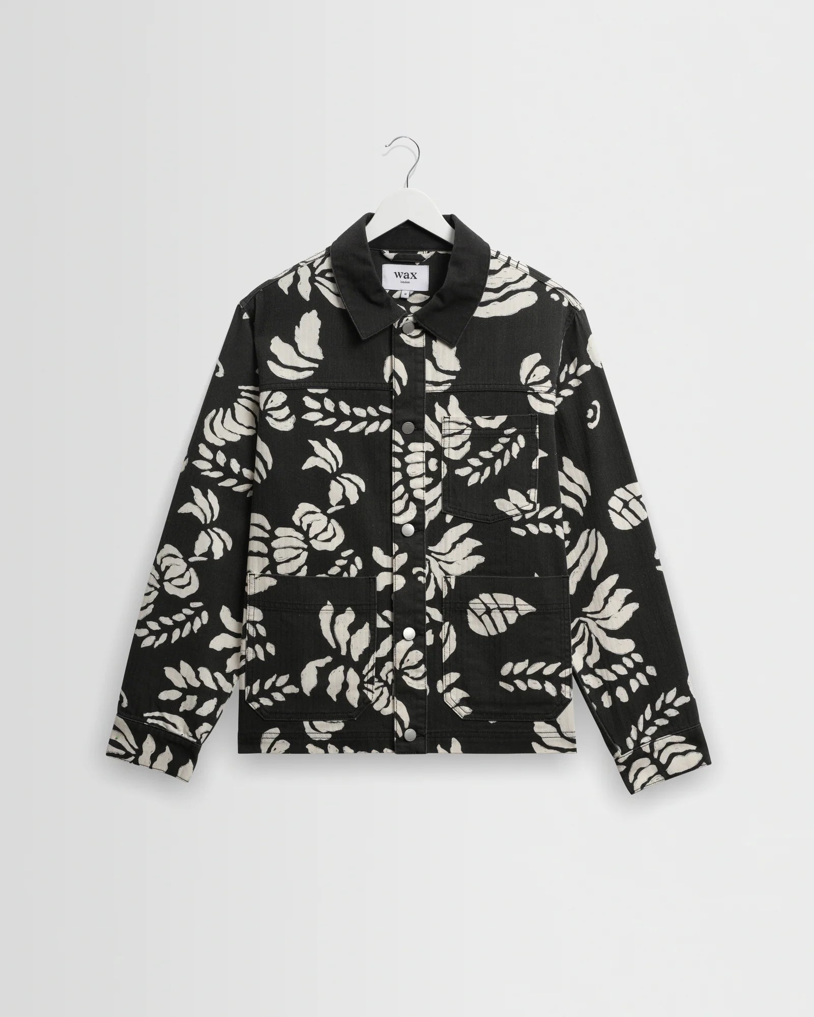 Wax London - Jay Printed Cotton Chore Jacket in Black And Ecru