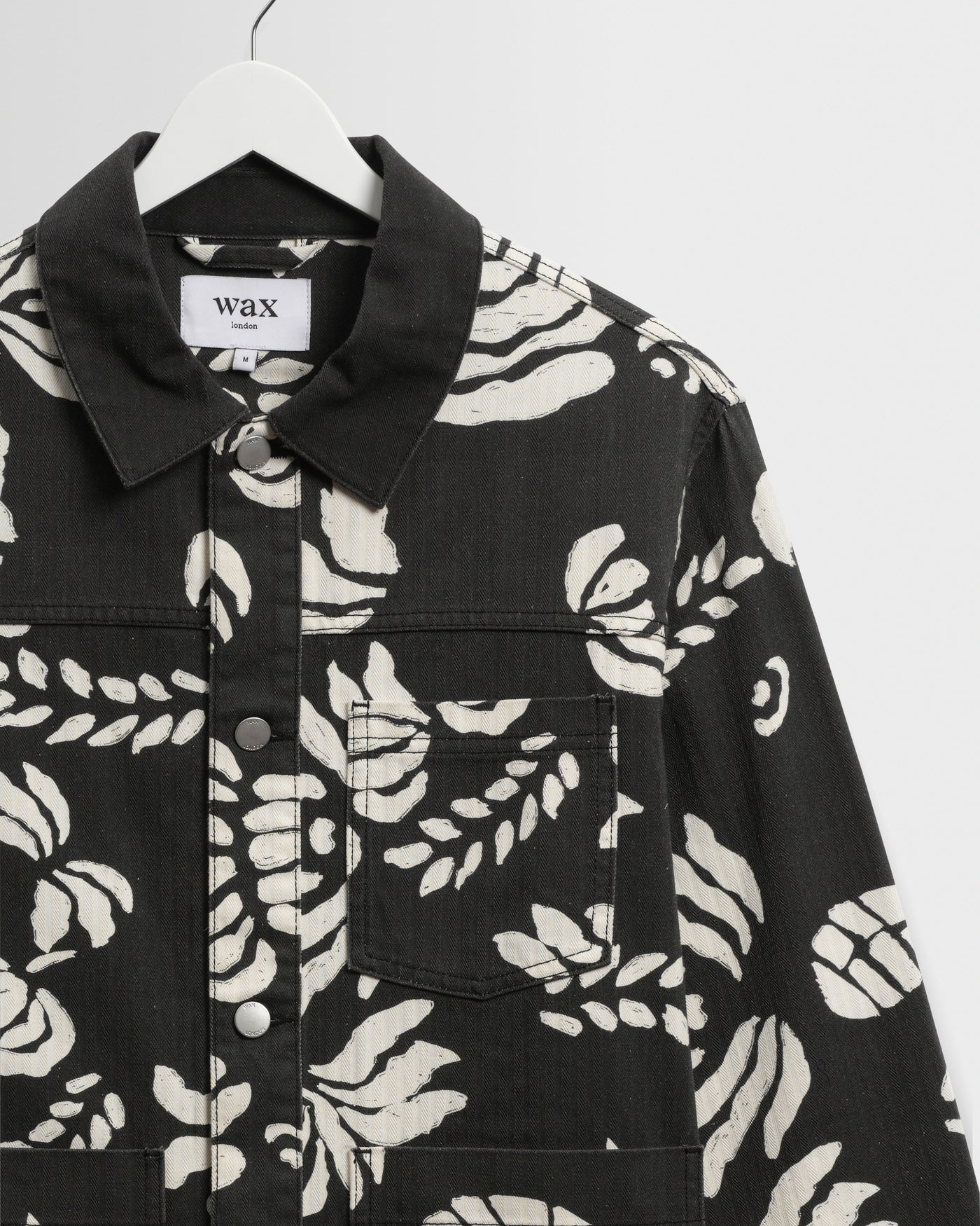 Wax London - Jay Printed Cotton Chore Jacket in Black And Ecru