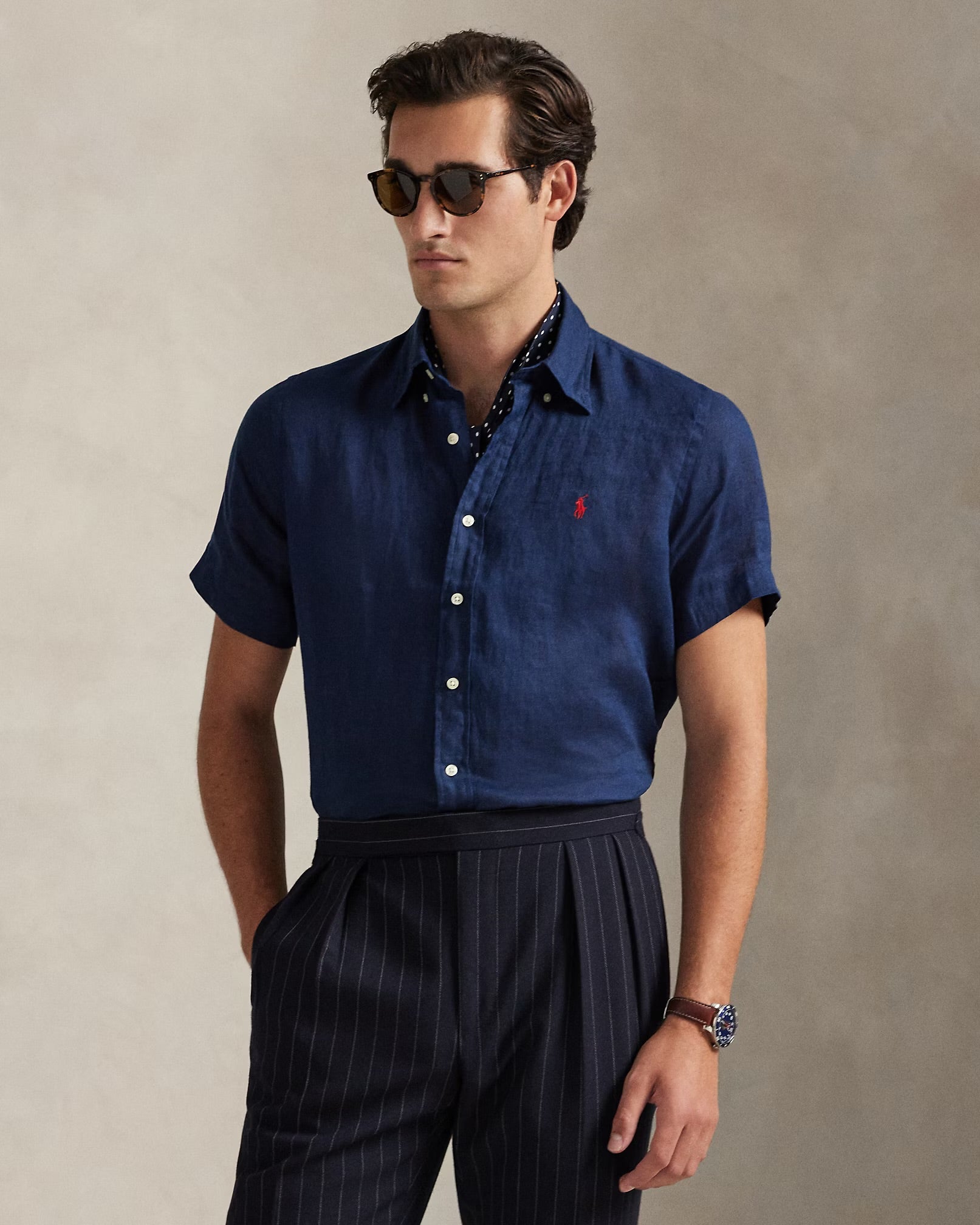 Polo Ralph Lauren - Classic Fit Linen Shirt Short Sleeve in Newport Navy