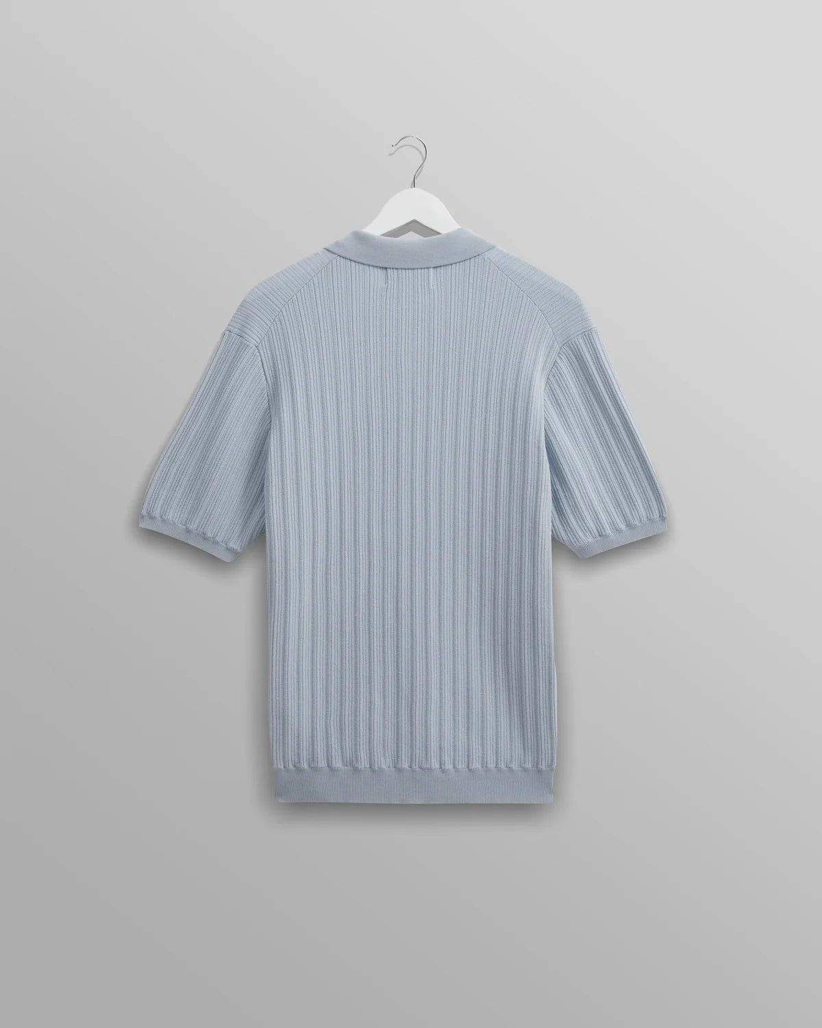 Wax London- Naples Polo Vertical Knit in Pale Blue