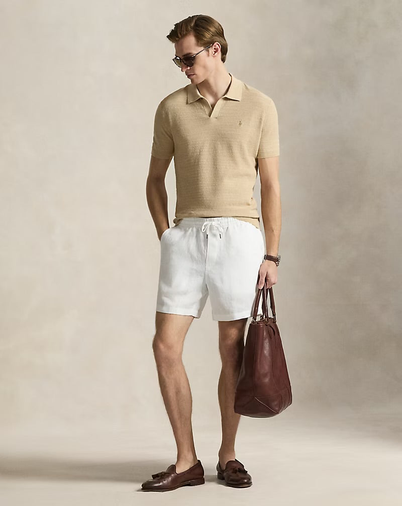 Polo Ralph Lauren - Textured Cotton-Linen Sweater in Bright Dune Tan/Deckwash White
