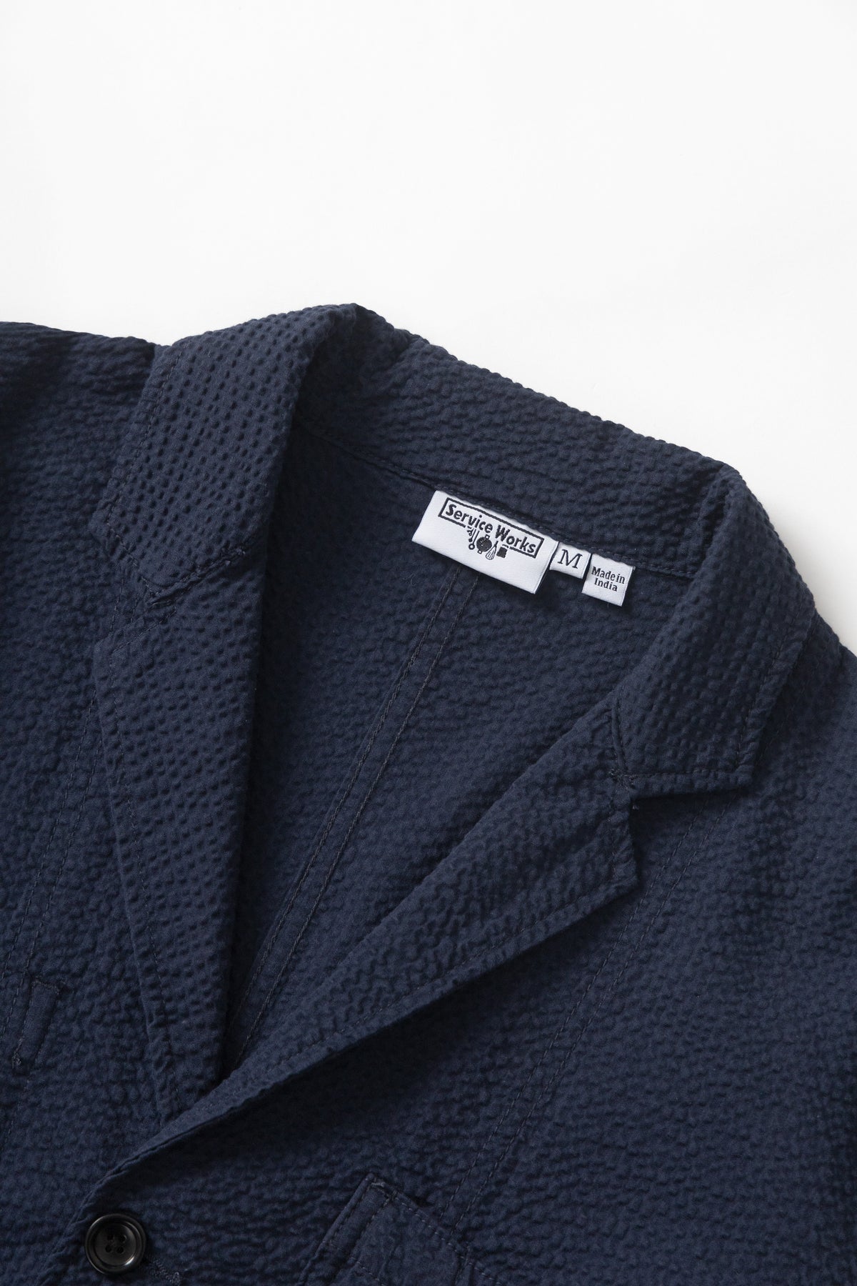 Service Works - Seersucker Server Suit Jacket in Dark Navy