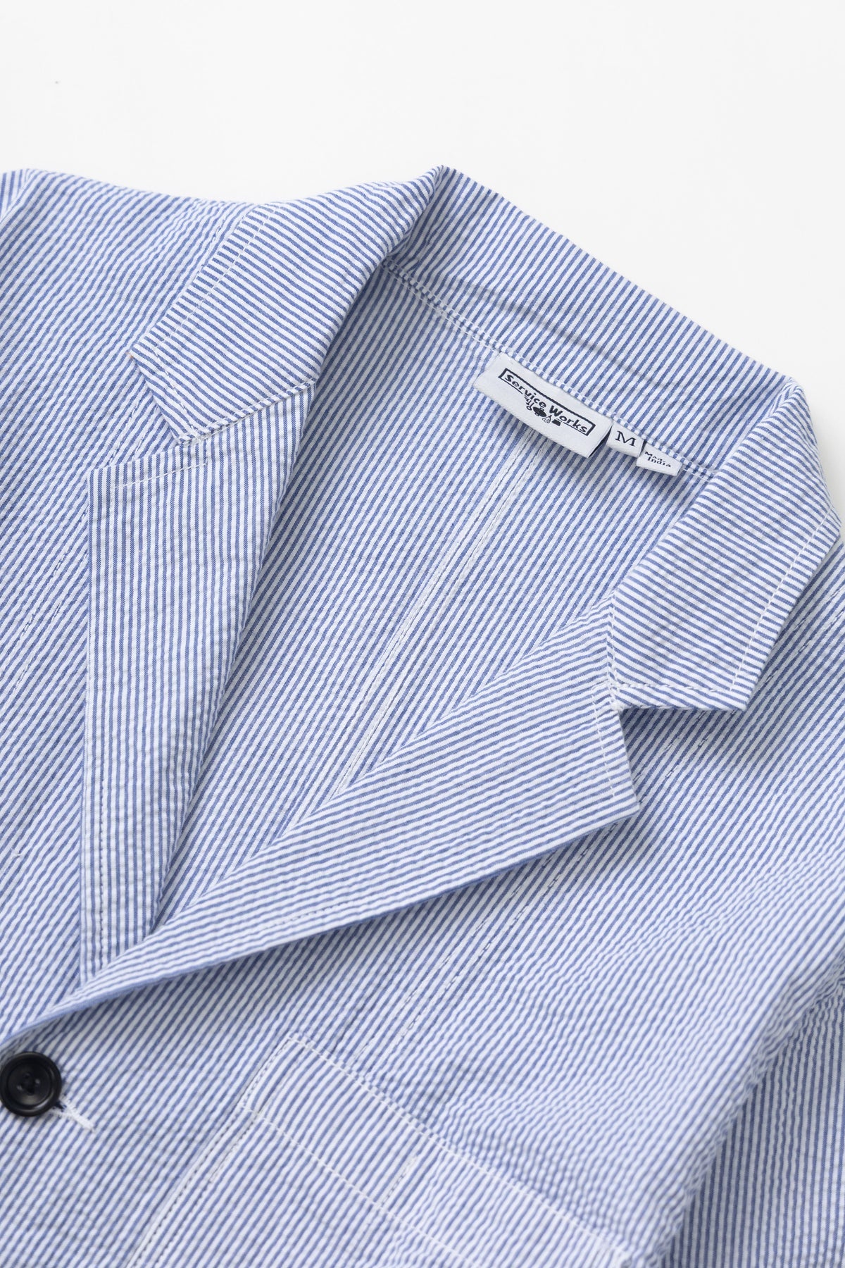 Service Works - Seersucker Server Suit Jacket in Navy Stripe