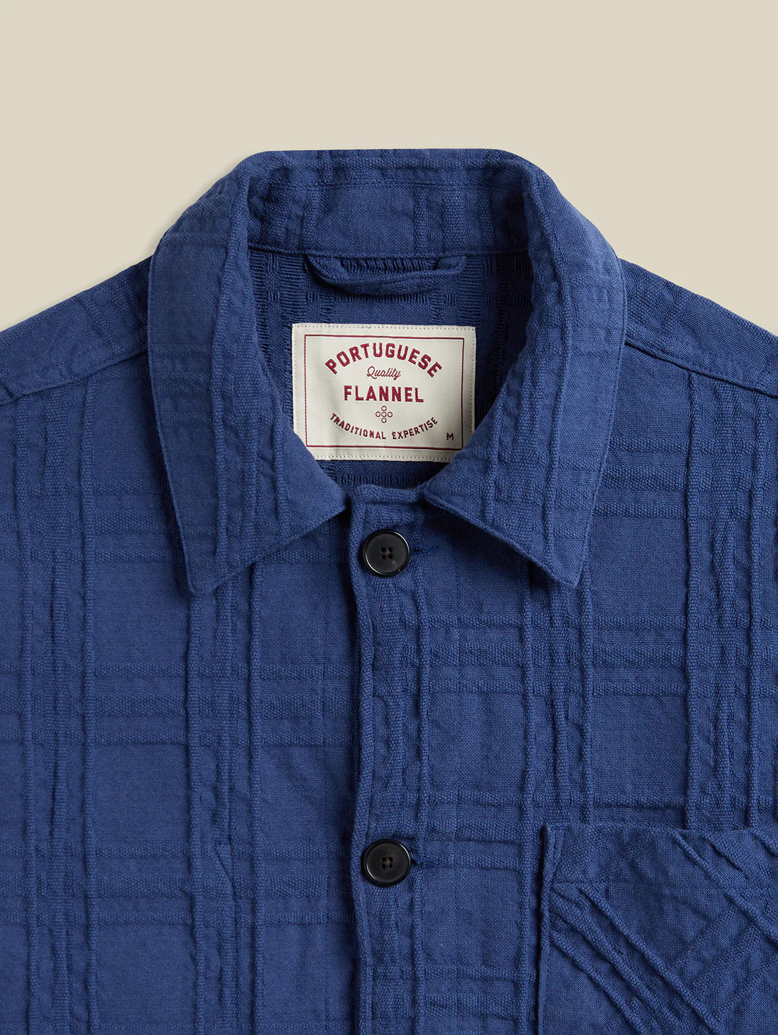 Portuguese Flannel - Legacy Jacket in Blue Embossed Plaid