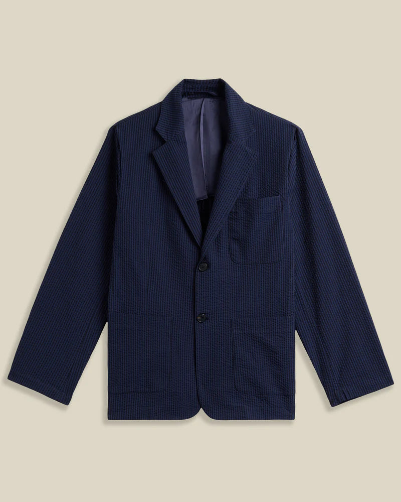 Portuguese Foannel - Atlantico Blazer in Navy Seersucker