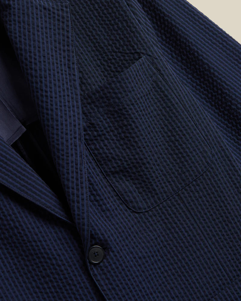 Portuguese Foannel - Atlantico Blazer in Navy Seersucker