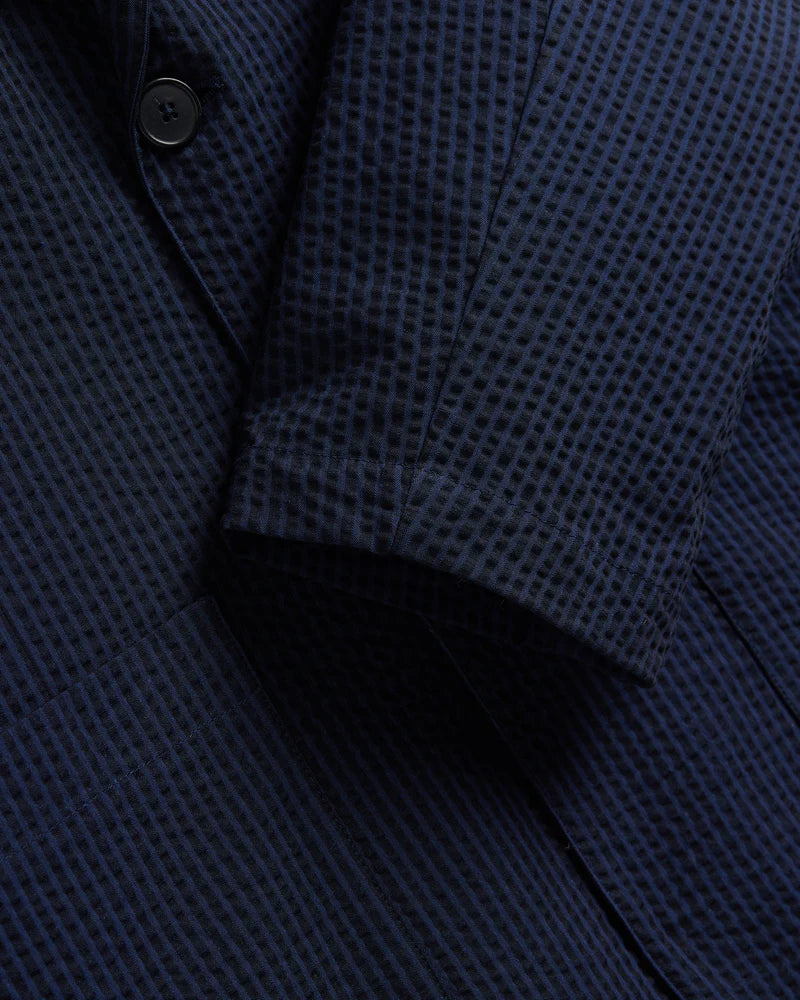 Portuguese Foannel - Atlantico Blazer in Navy Seersucker