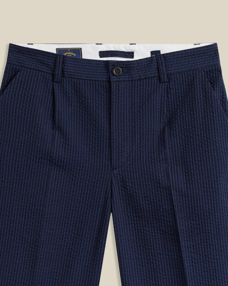 Portuguese Flannel - Atlantico Trouser in Navy Seersucker
