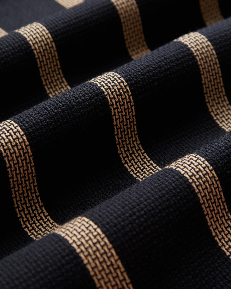 Portuguese Flannel - Marques in Black and Tan Piquet Stripe