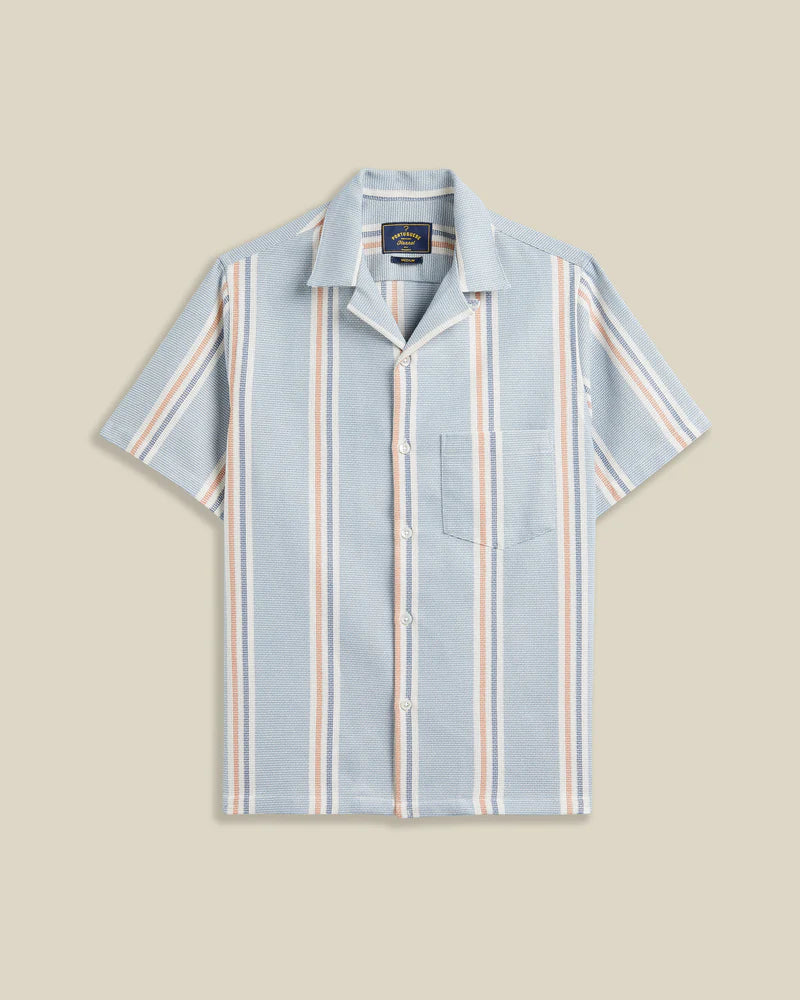 Portuguese Flannel - Radi in Blue and Terracotta Piquet Stripe