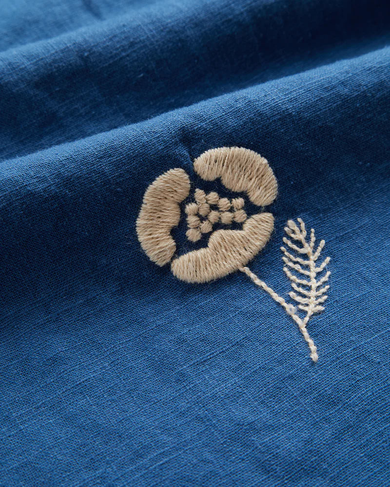Portuguese Flannel - Embroidery Nature Ramie in Blue