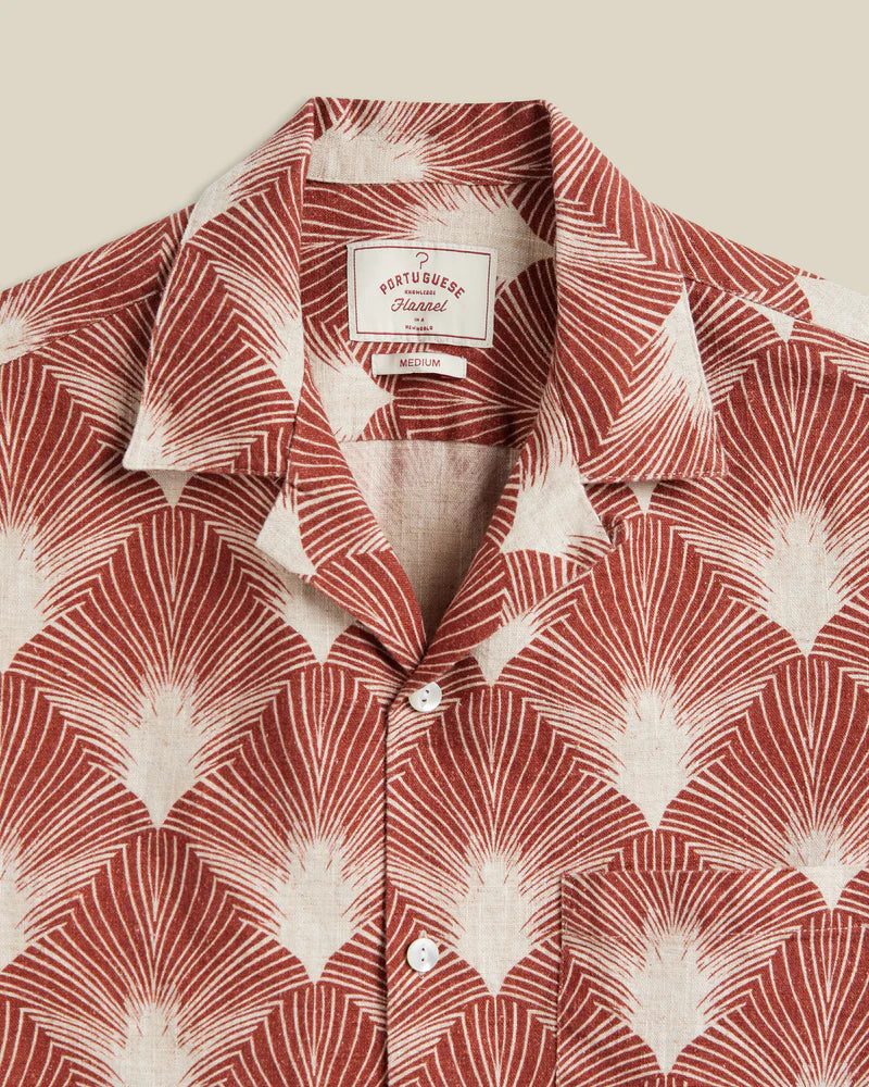 Portuguese Flannel - Feathers Camp Collar in Midcentury Clay