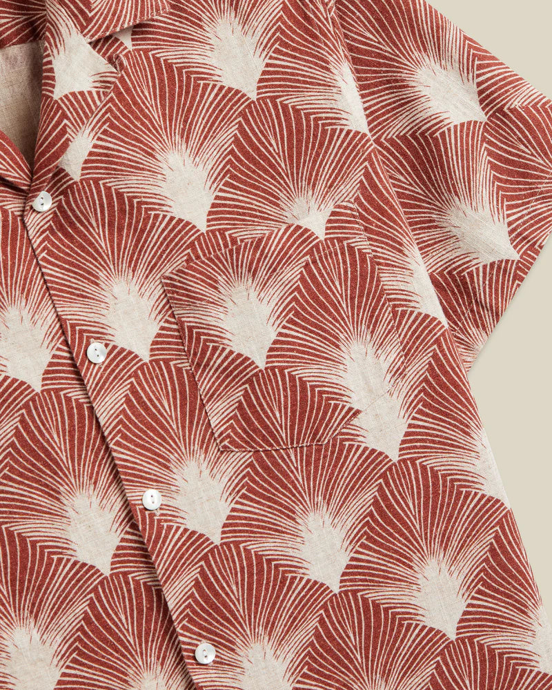 Portuguese Flannel - Feathers Camp Collar in Midcentury Clay