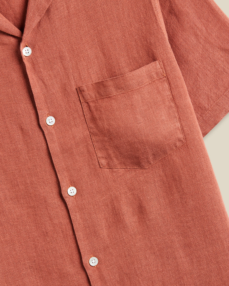 Portuguese Flannel - Linen Camp Collar in Terracota